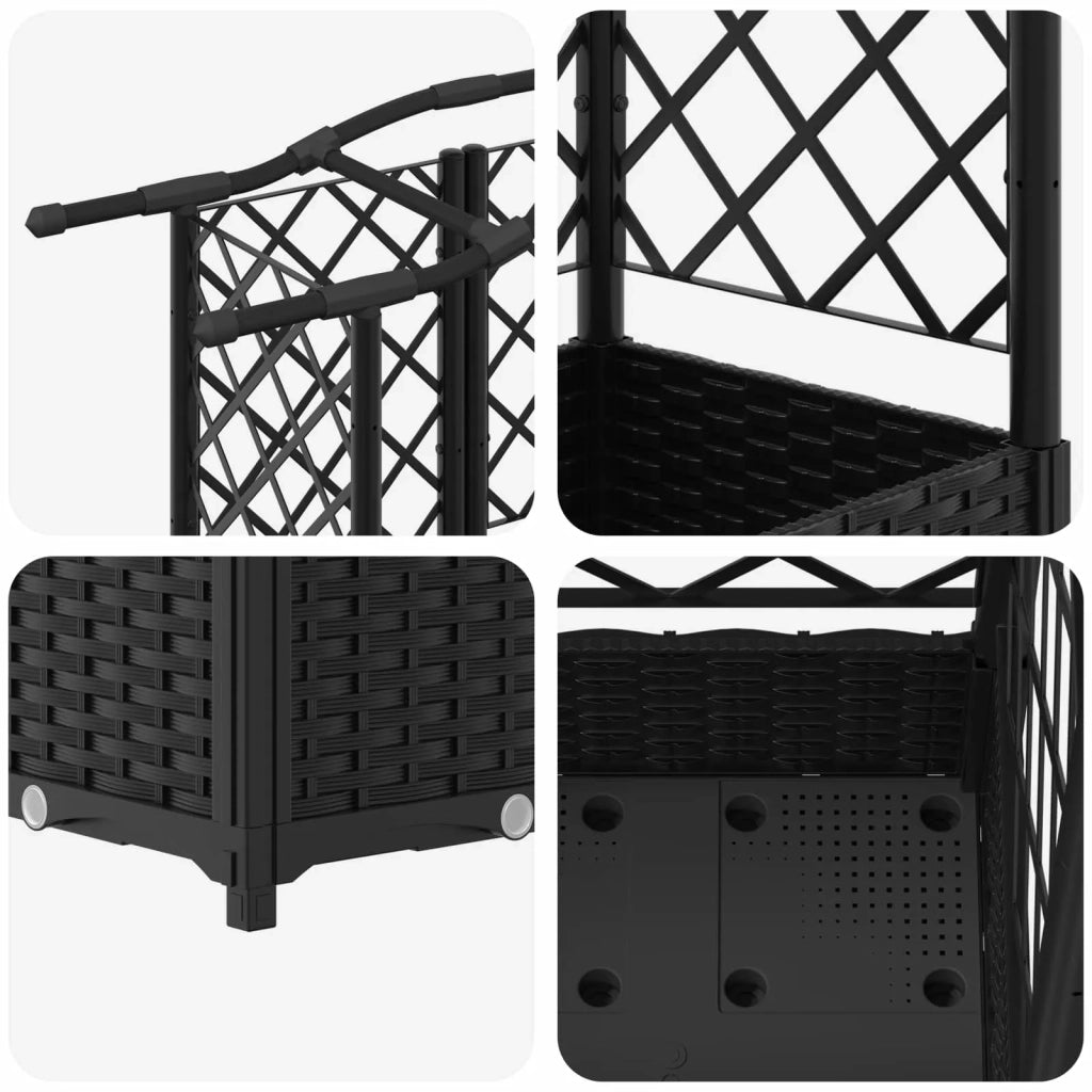Letto Rialzato con Griglia e Tetto Nero 124 x 40 x 126 cm PP