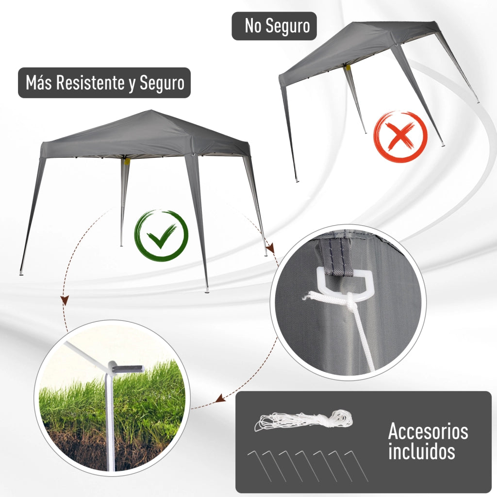 Gazebo pieghevole per giardino ¨C zephmum ¨C grigio 240x240 cm