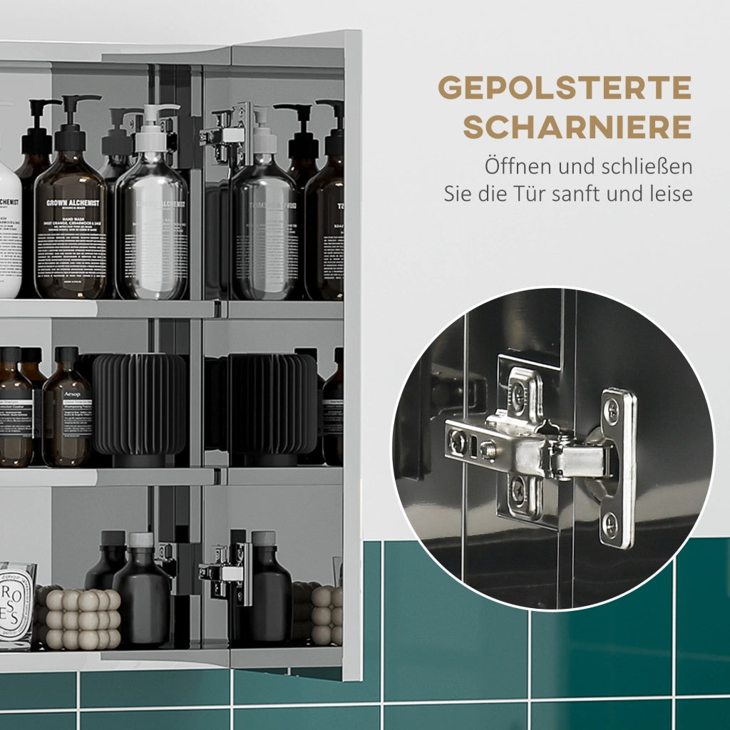 ARMADIETTO DA BAGNO SPECCHIERA A PARETE 70x12x55 cm Acciaio Argento