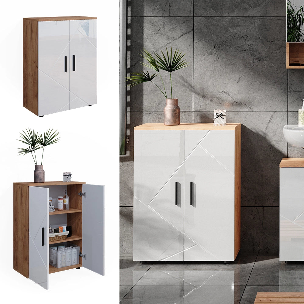 Vicco Mobiletto bagno Rovere Goldkraft/bianco lucido 60 x 81 cm