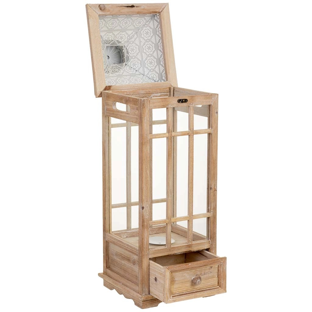 Lanterna in legno beige 23,5x23,5x69h cm