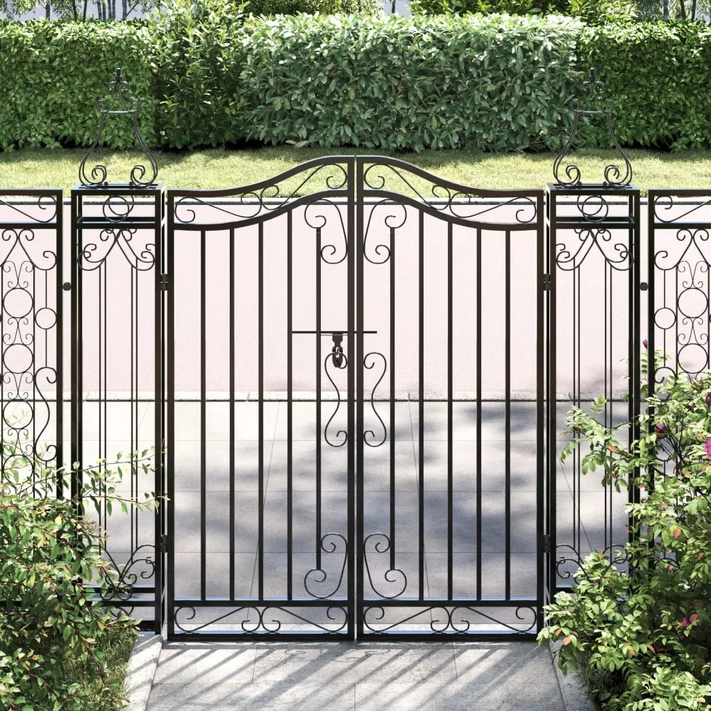 Cancello da Giardino Nero 121x8x120 cm in Ferro Battuto 363431