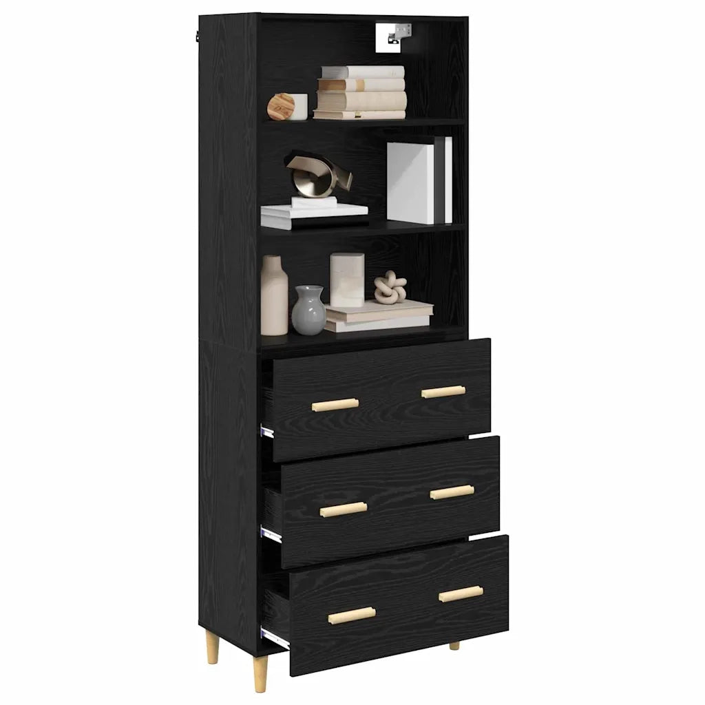 Credenza Rovere Nero 69,5 x 32,5 x 180 cm Legno multistrato