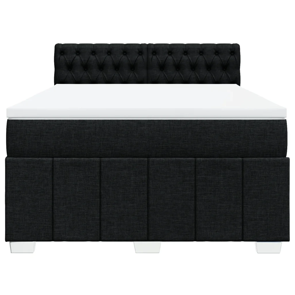 Giroletto a Molle con Materasso Nero 140x200 cm in Tessuto