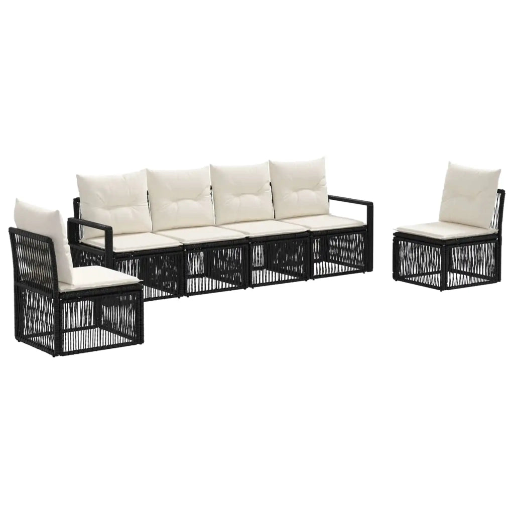 Set Divano da Giardino 6 pcs Nero polyrattan 3435673