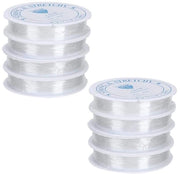 Tessuto Elastico 120 m - 8 Rotoli da 15 m - Translucido - Resistente alle Scalfitture - Diametro 6 mm - Per Gioielli e Decorazioni - Nastro di Gomma