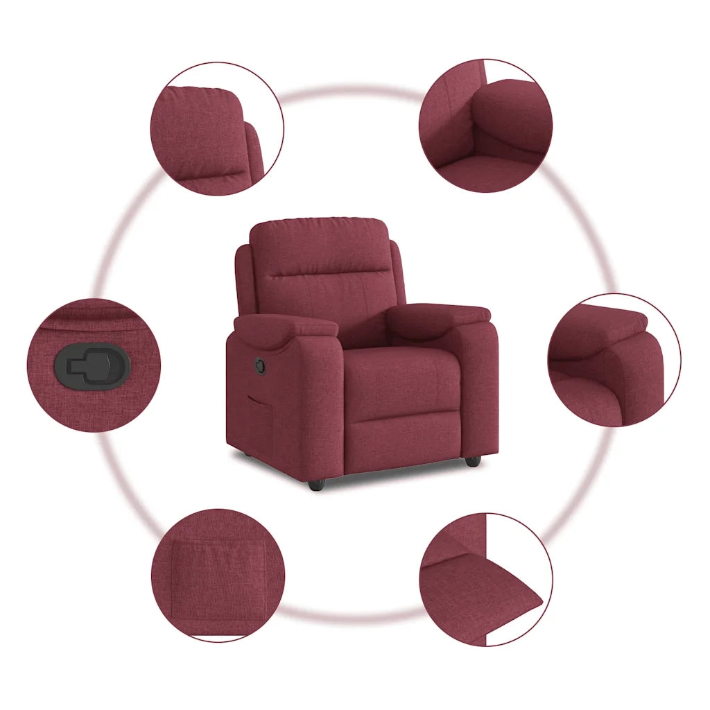 Divano Sedia-Poltrona Reclinabile in Tessuto Rosso Vino 258353
