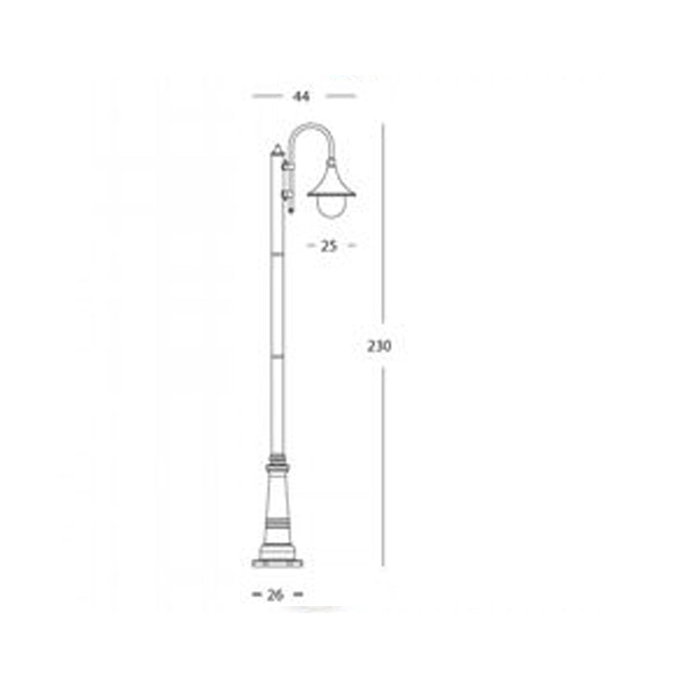 Palo Da Esterno H230Cm Lampara Alluminio E Termoplastica Ruggine 1 Luce E27