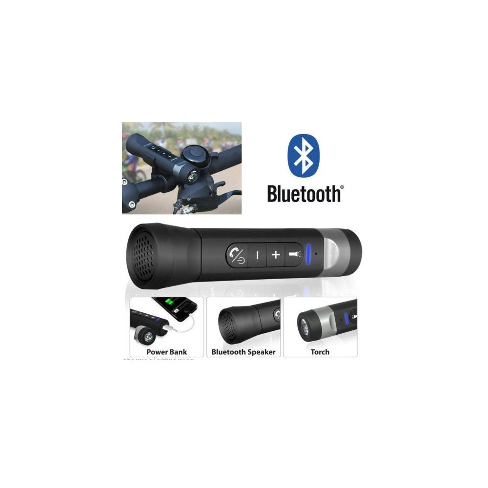 Trade Shop - Torcia Multifunzione Per Bici Bicicletta Speaker Bluetooth Vivavoce Power Bank -