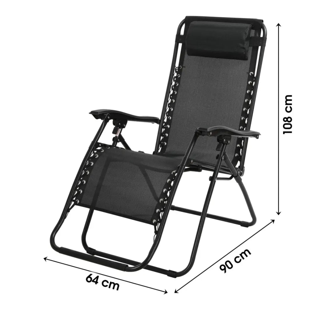 Poltrona relax da esterno colore nero 90x108x64 cm