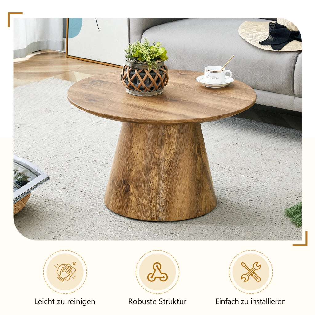 Tavolino da caffè rotondo con piano robusto - per soggiorno - in MDF - 60×35 cm