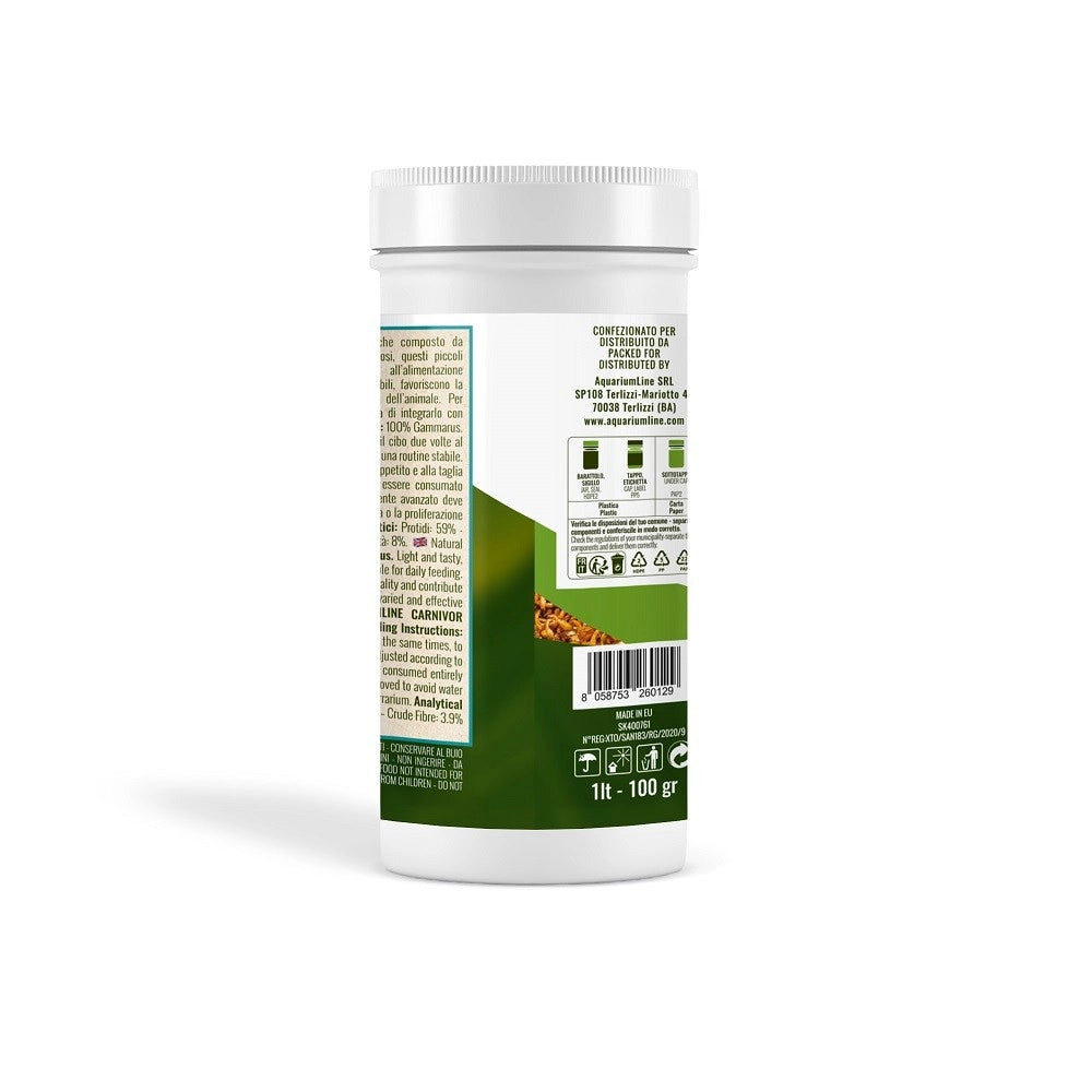AquariumLine Gammarus BioBite barattolo da 1000ml/100gr - mangime naturale per tartarughe acquatiche