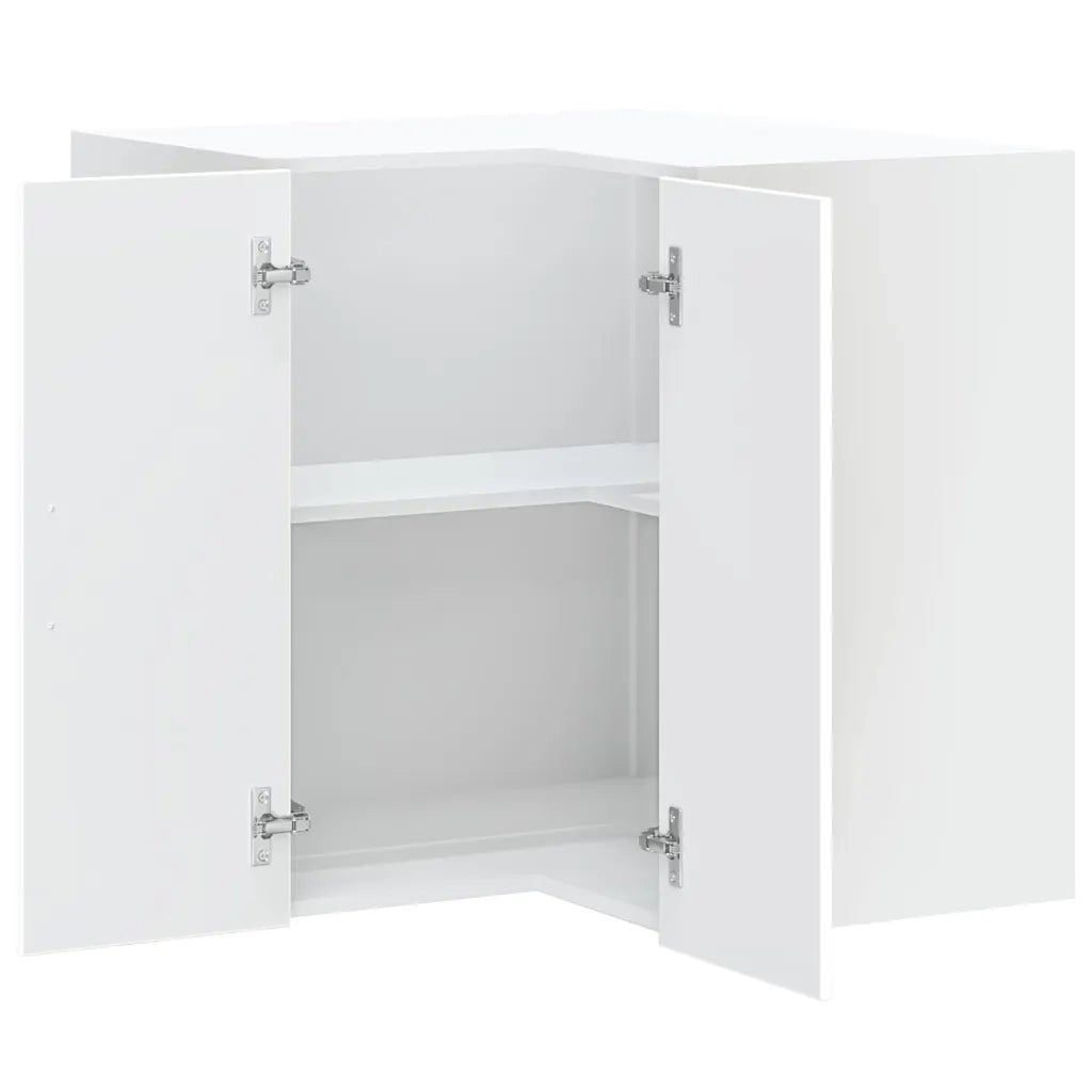 Pensile da Cucina ad Angolo-Mobile Cucina da Parete Lucca Bianco in Legno Multistrato