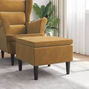 Poggiapiedi con Gambe in Legno Marrone in Velluto 329444