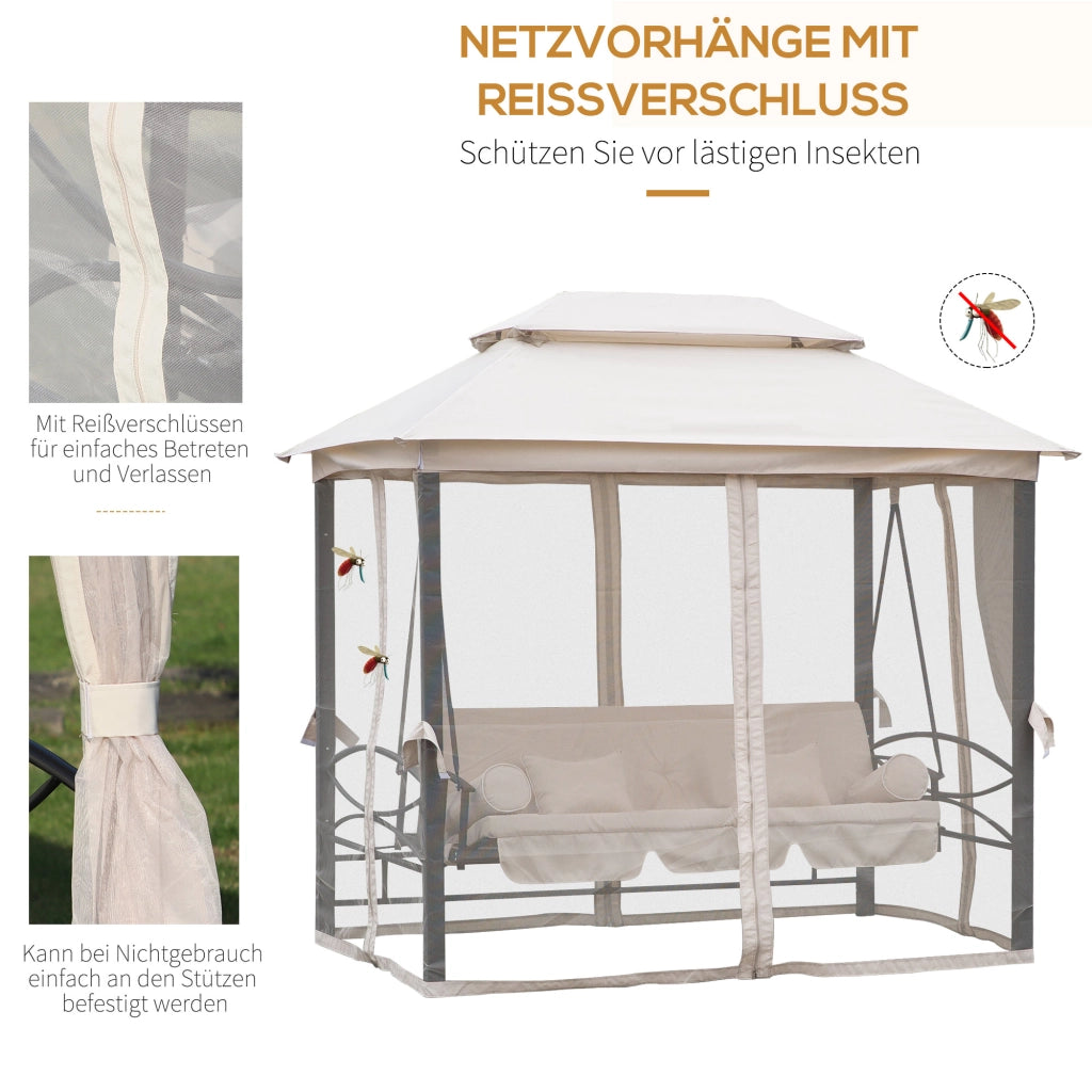 Altalena Hollywood con sponde 3 posti ¨C zephmum ¨C Beige 256x172x248 cm