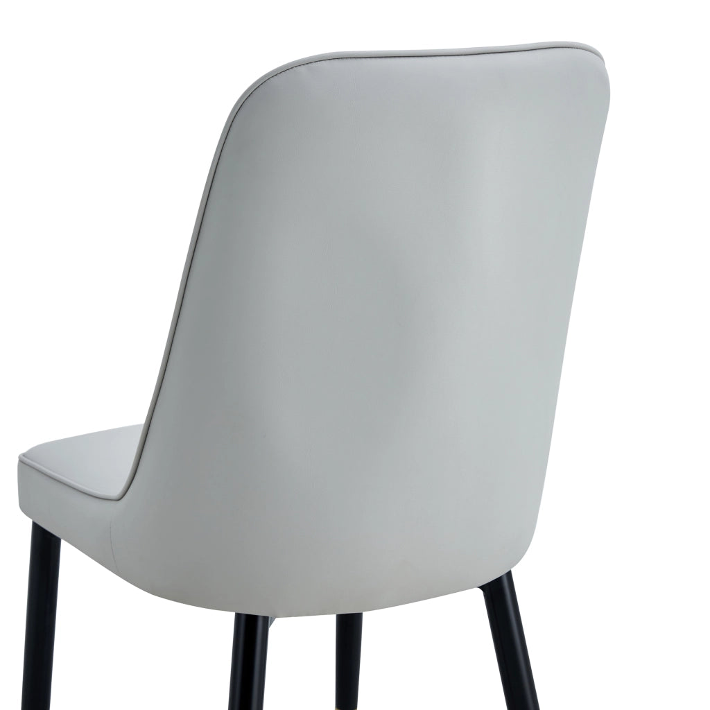 Sedie da Pranzo Set 2 Pezzi ¨C MINIMAL ¨C Grigio Chiaro, Schienale in Ecopelle, Gambe in Metallo Nero