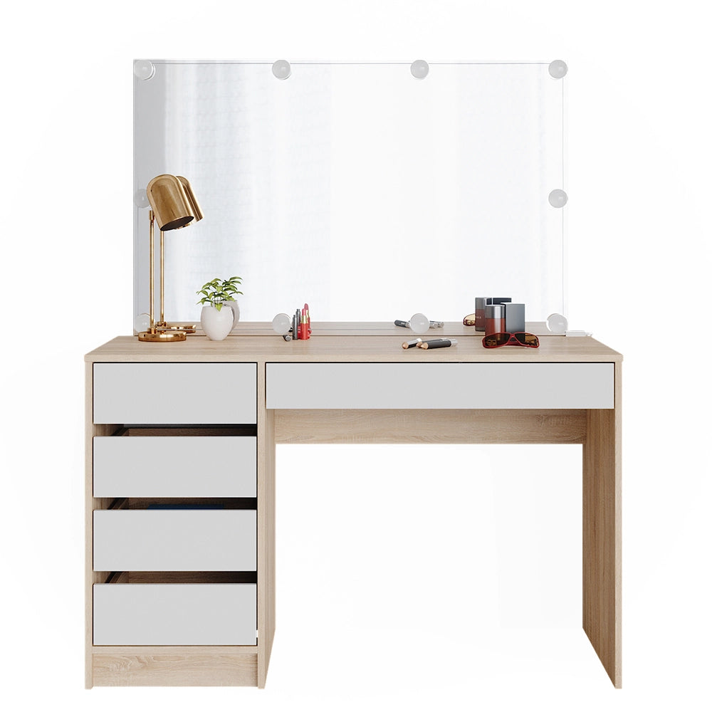 Vicco Tavolo da toeletta Bianco/Sonoma 55 cm con illuminazione a LED