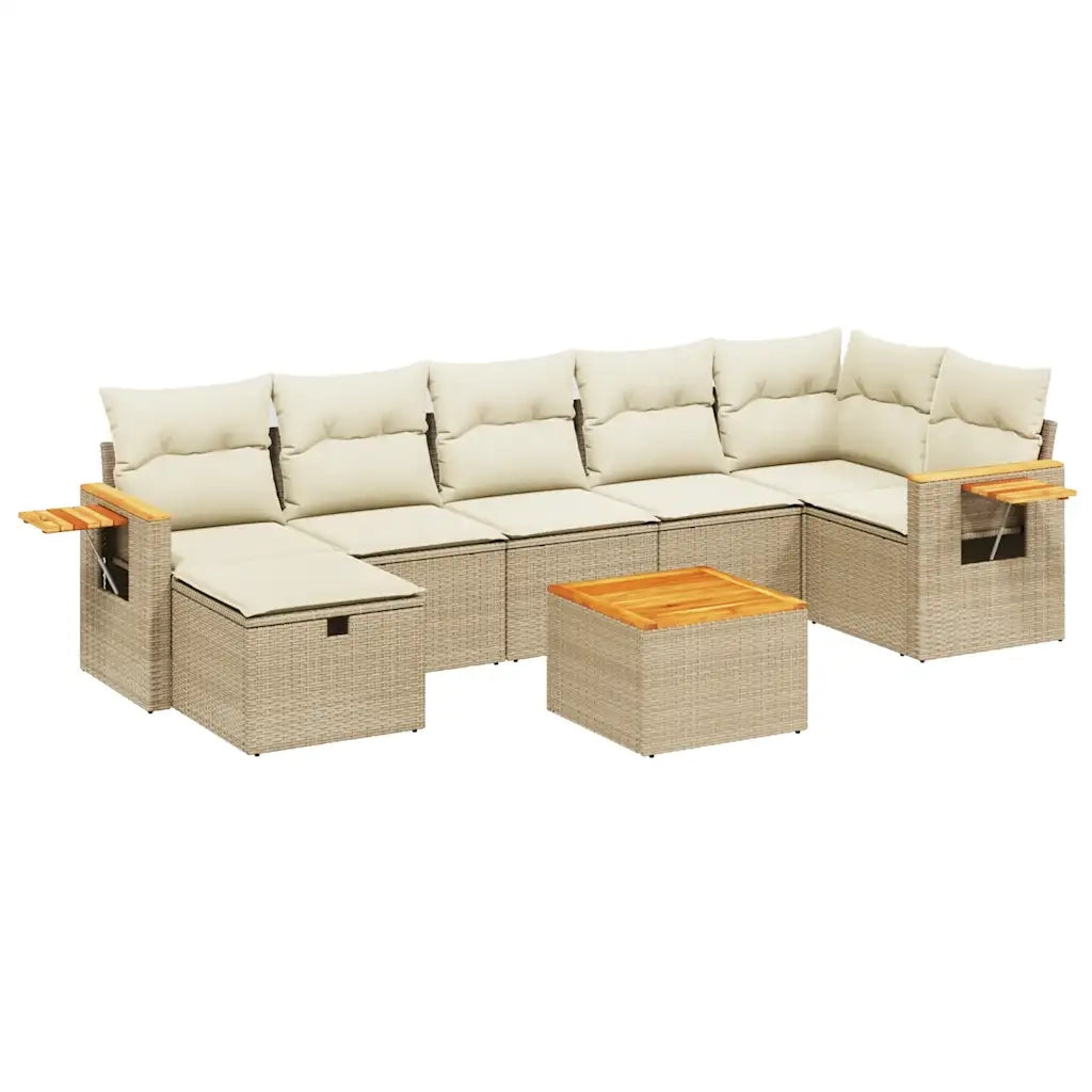 Set Divano da Giardino 8 pz con Cuscini Beige in Polyrattan 3265538