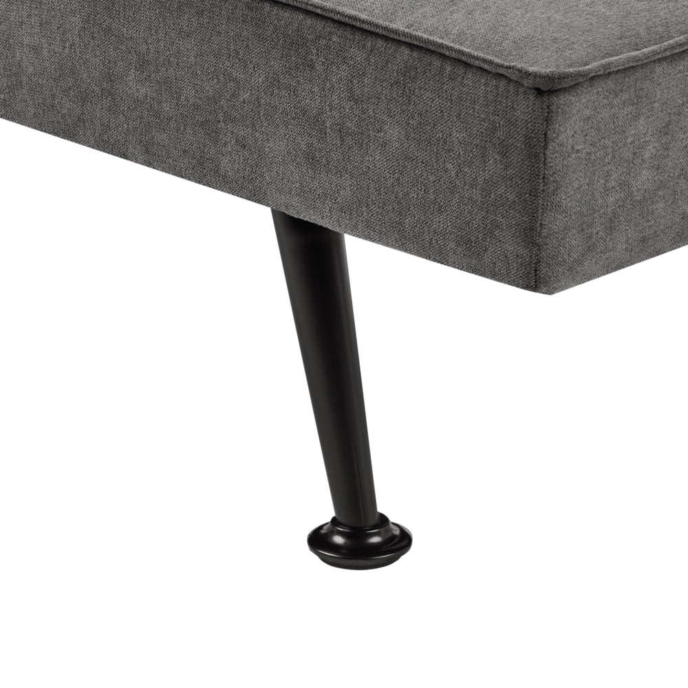 Divano letto in tessuto grigio scuro a 3 posti con imbottitura trapuntata Letto per ospiti senza braccioli con chiusura a scatto