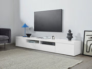 Mobile Tv 3 Ante e Ripiano a Giorno 240x40x35 cm Essential 2A 1R Bianco Lucido