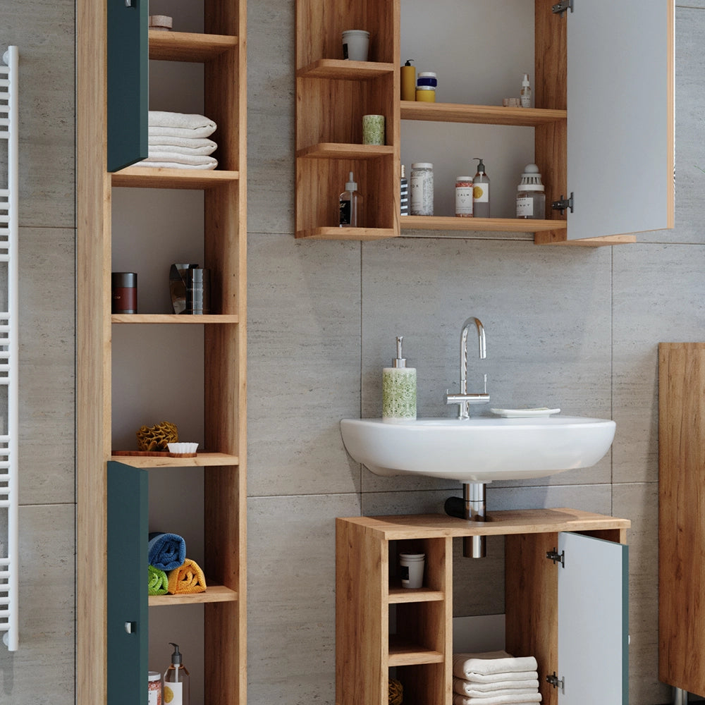 Vicco Set mobili bagno Verde 3 parti, con colonna