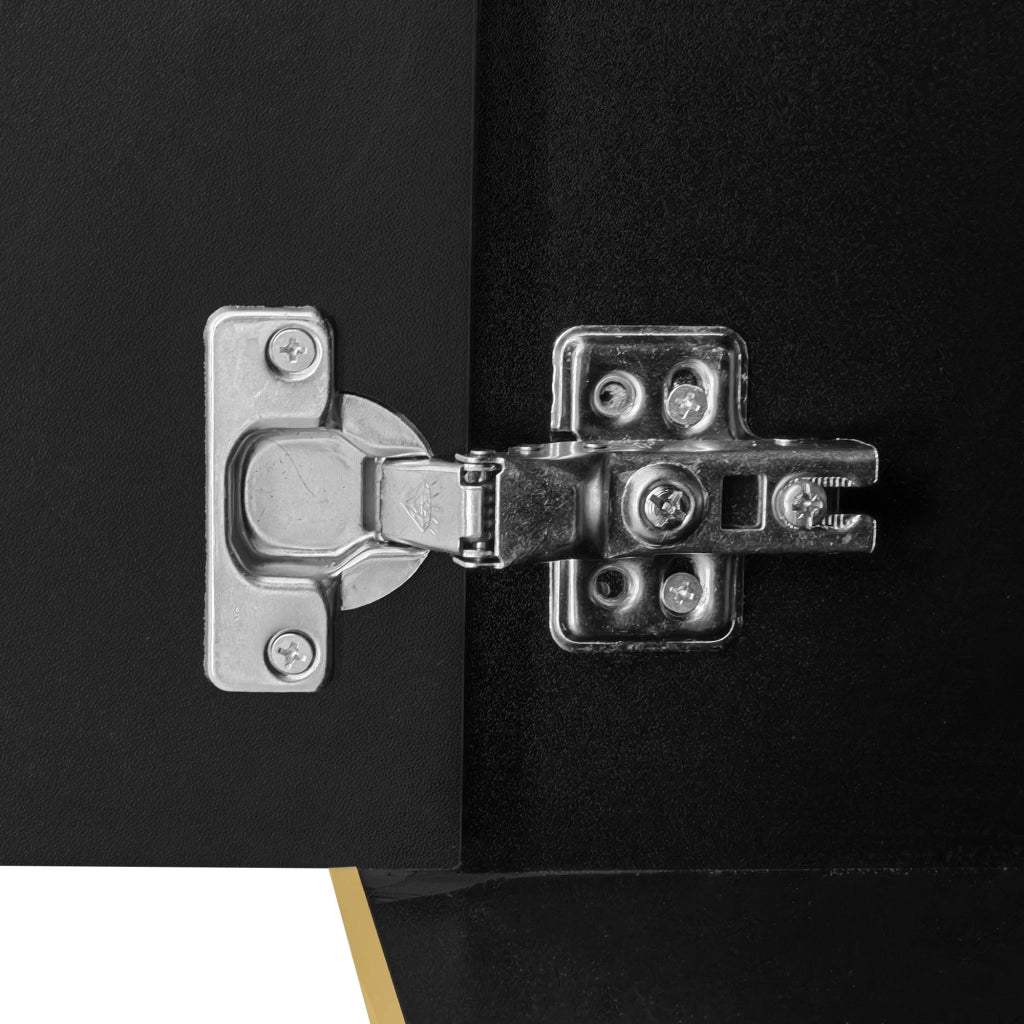 Mobile TV con 2 cassetti e 2 vani chiusi in MDF e pannello truciolare nero e oro