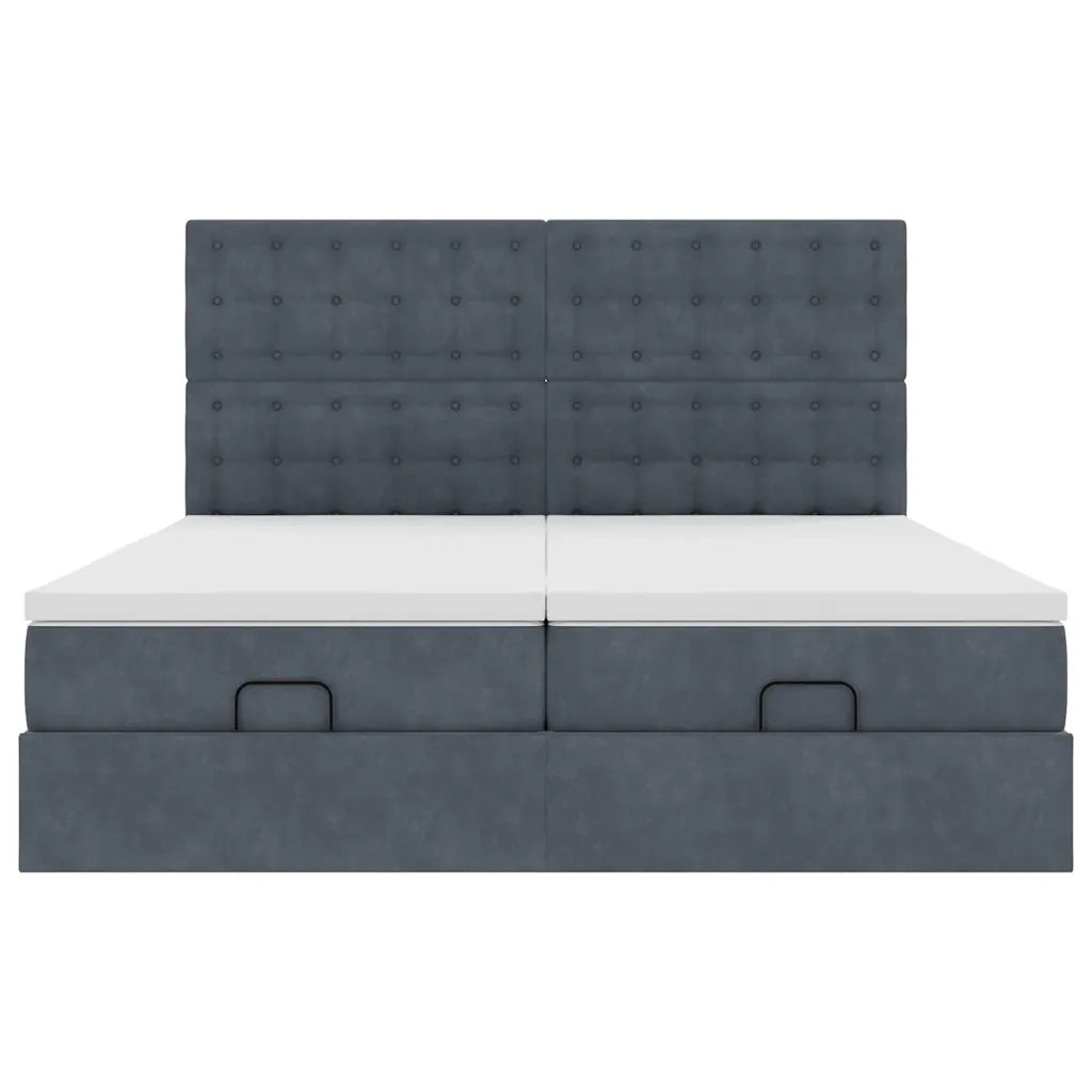 Struttura Letto Pouf con Materassi 160x200 cm in Velluto