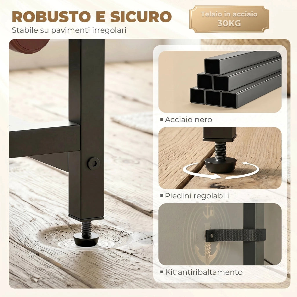 Mobile Bar, Mobile da Bar con Cassetto, Portabicchieri, Marrone Rustico