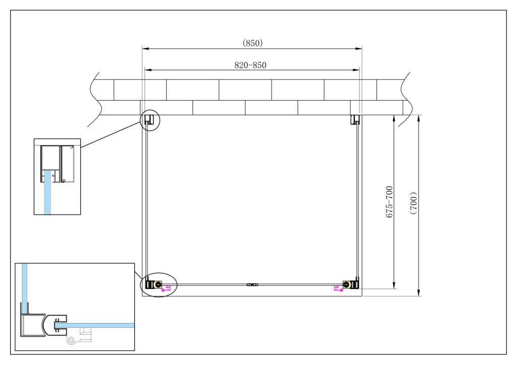 Porta battente Saloon  + 2 lati fissi box doccia 6 mm cromo 2 FISSE 67,5-70 + SALOON 82-85