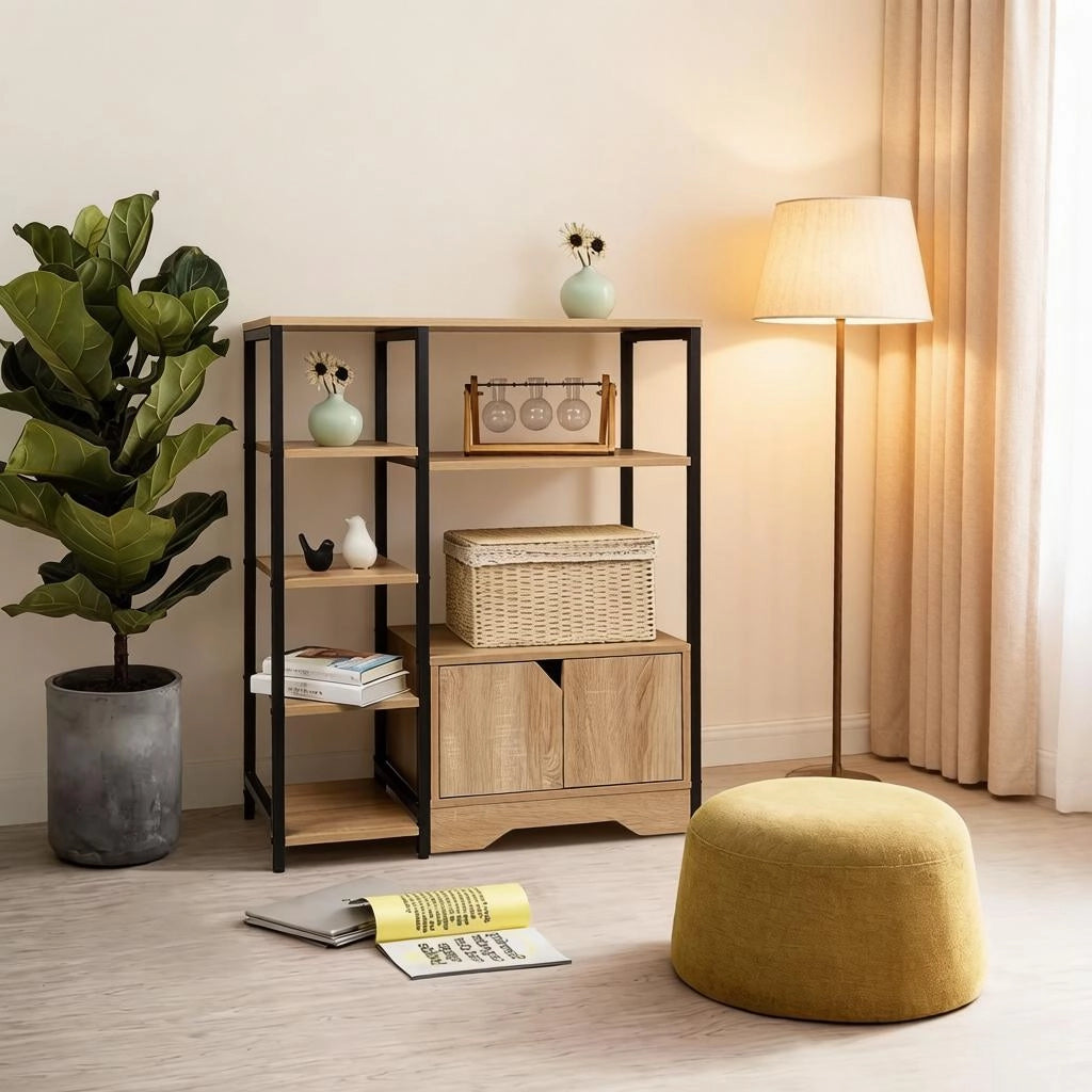 LIBRERIA 80x35x97 cm in MDF E1 colore rovere chiaro