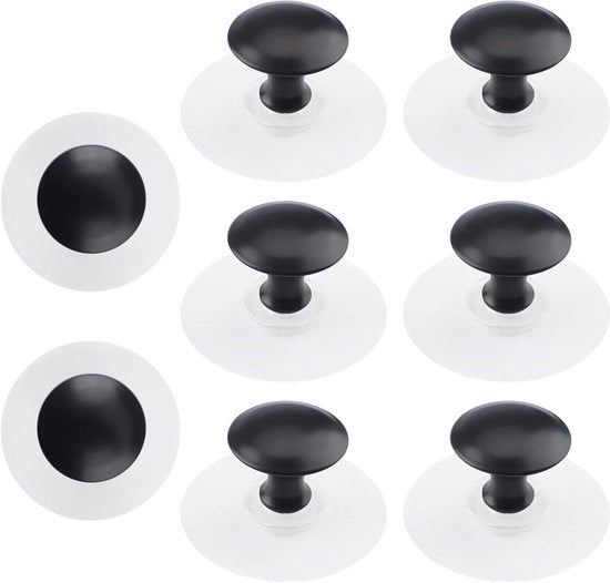 Set di 8 maniglie in acciaio inox per armadi a vetro e ante - Nero - 25 cm - Autoadesivo