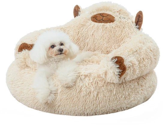 Letto per cani in forma di cappello di cammello morbido, letto per cani in forma di donut per piccoli cani, cuscino ortopedico per cani, culla per cani, dimensioni M (61 x 61 x 36 cm)