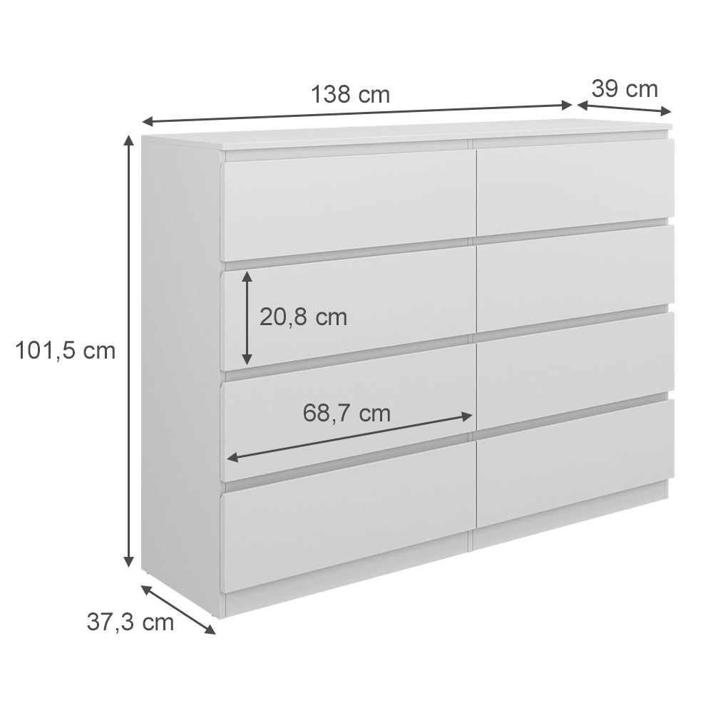 Vicco Cassettiera Bianco 39 x 101.5 cm