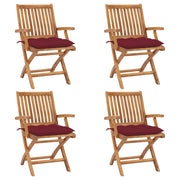 Sedie da Giardino Pieghevoli con Cuscini 4 pz Massello di Teak cod mxl 75180