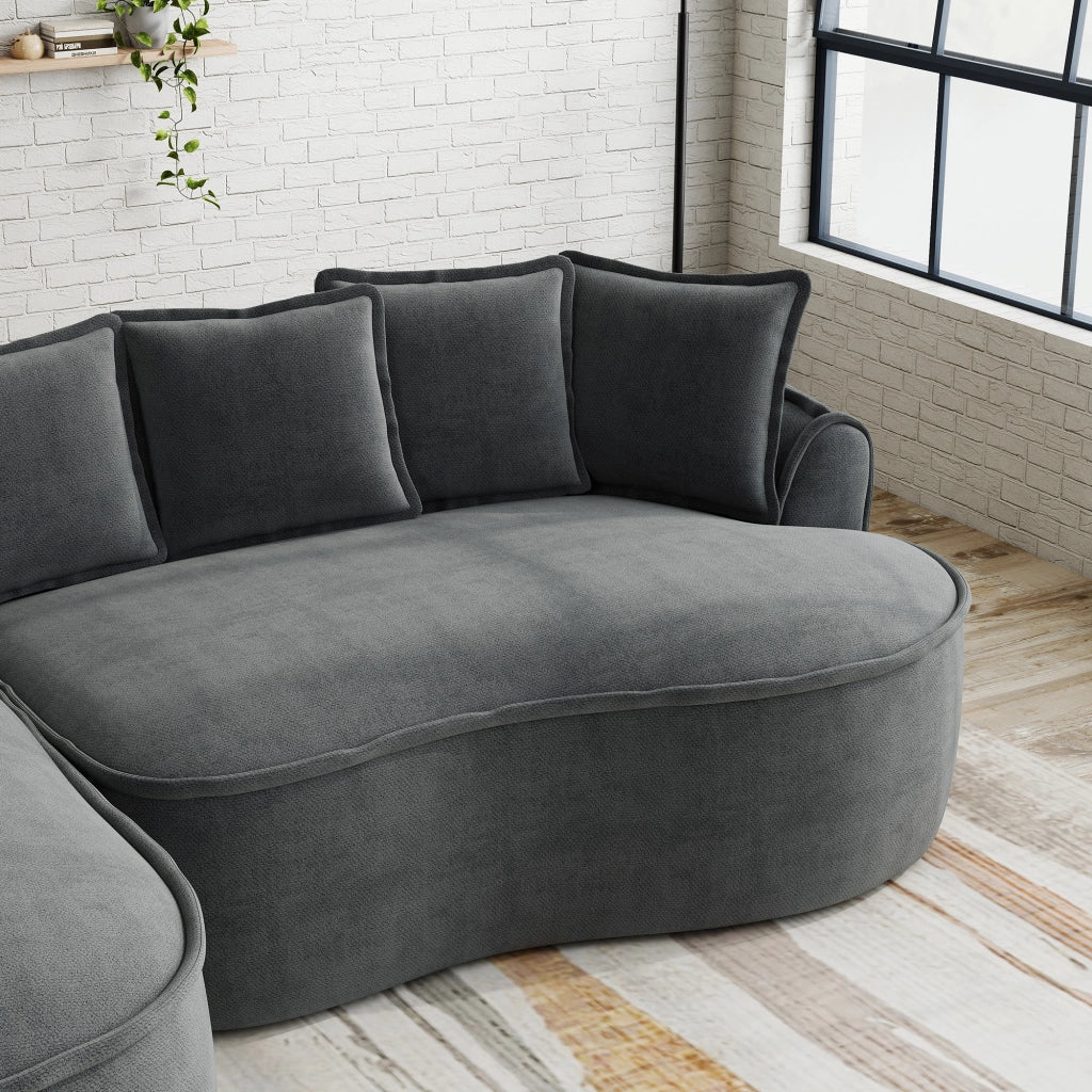 Divano modulare letto senza struttura a 2 moduli in chenille grigio con cuscino regolabile e cuscini inclusi