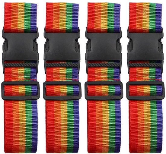 Cinture di trasporto bagagli - 2 pezzi - Colori arcobaleno - Fino a 180 cm - Accessorio premium - Cintura di trasporto bagagli