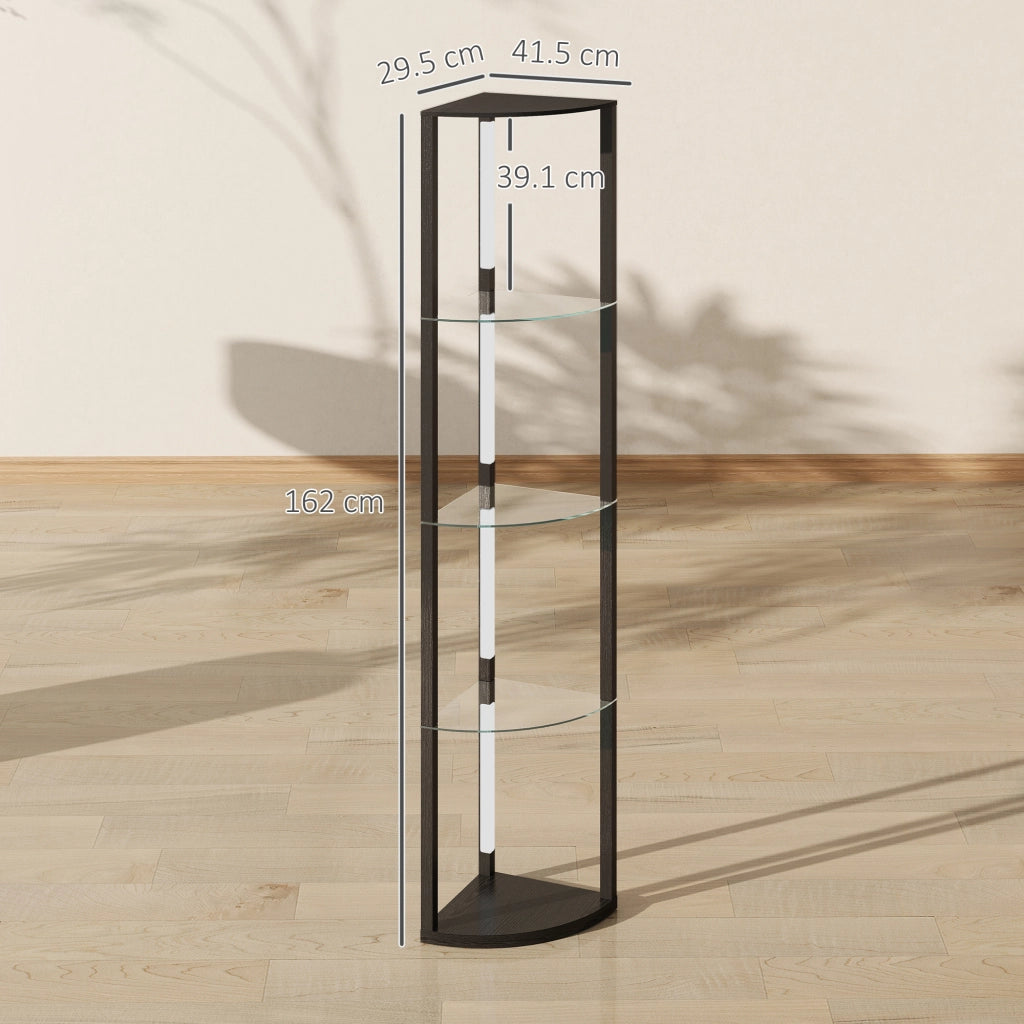 Lampada da Terra con 5 Ripiani e Luce LED, 3 Livelli di Luminosit¨¤ e Interruttore a Pedale, Nero