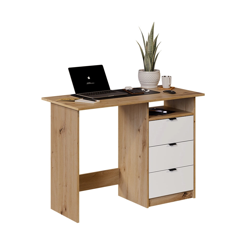 Vicco Scrivania Bianco/Artisan 105 x 50 cm con cassetti