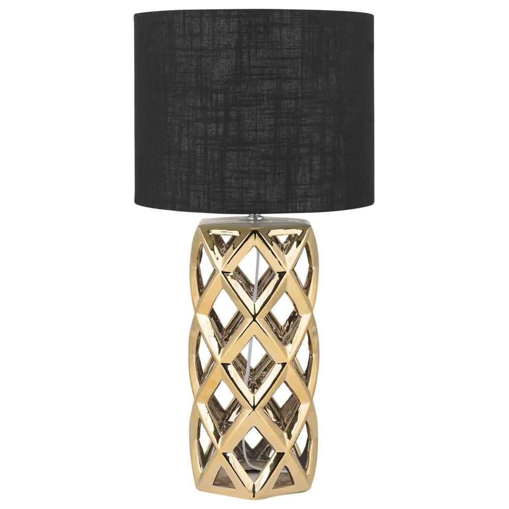 Lampada da Tavolo Base Dorata con Paralume Tamburo di colore ero abat jour  design moderno