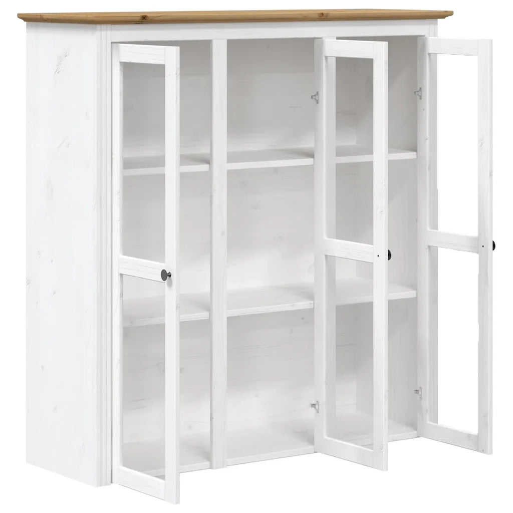 Credenza BODO 115,5x43x200,5 cm Massello Pino Bianco e Marrone 3206452