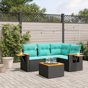 Set Divani da Giardino 5 pz con Cuscini Nero in Polyrattan 3226778