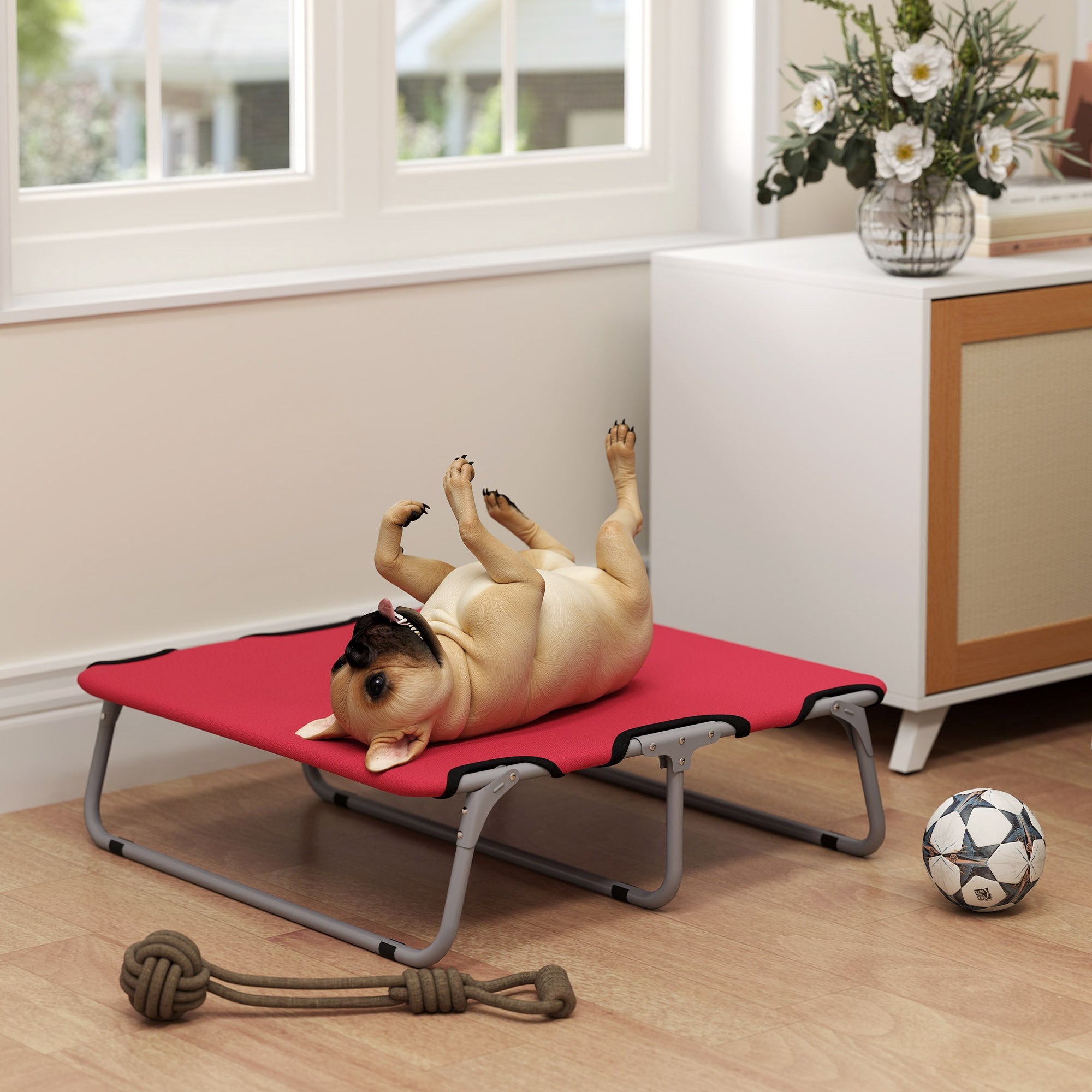 Brandina per Cani Piccoli Pieghevole 71x58x20 cm per Interno ed Esterno Rosso