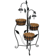 Fioriere partavasi supporto in ferro battuto e lampade LED s cod mxl 51755