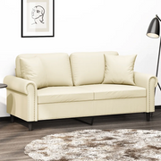 Divano a 2 Posti con Cuscini Crema 140 cm in Similpelle 3200931