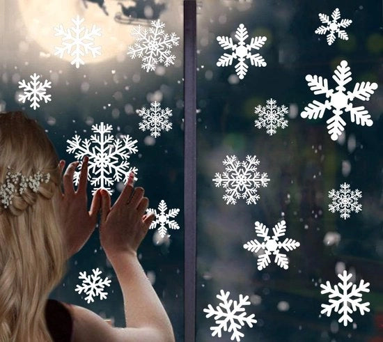 27 Stickere per finestra - Fiocchi di neve - stickere PVC - autoadesivi statici - riciclabili