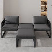 Set da giardino lounge - Zephmum- 2 poltrone + 2 pouf, regolabile, per interni/esterni