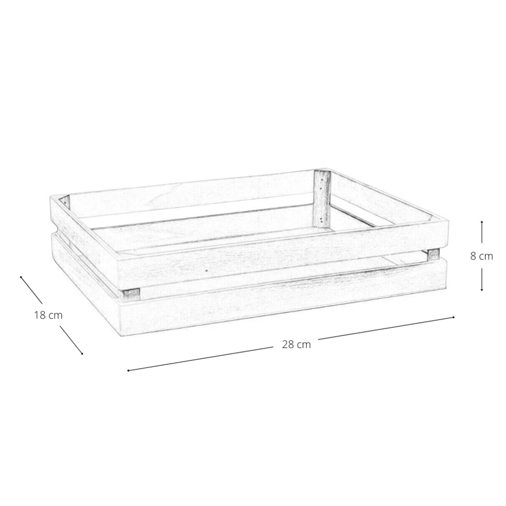 Cassette contenitori in Legno naturali Bianche da 5 Pezzi 28 X 18 X h 8 cm