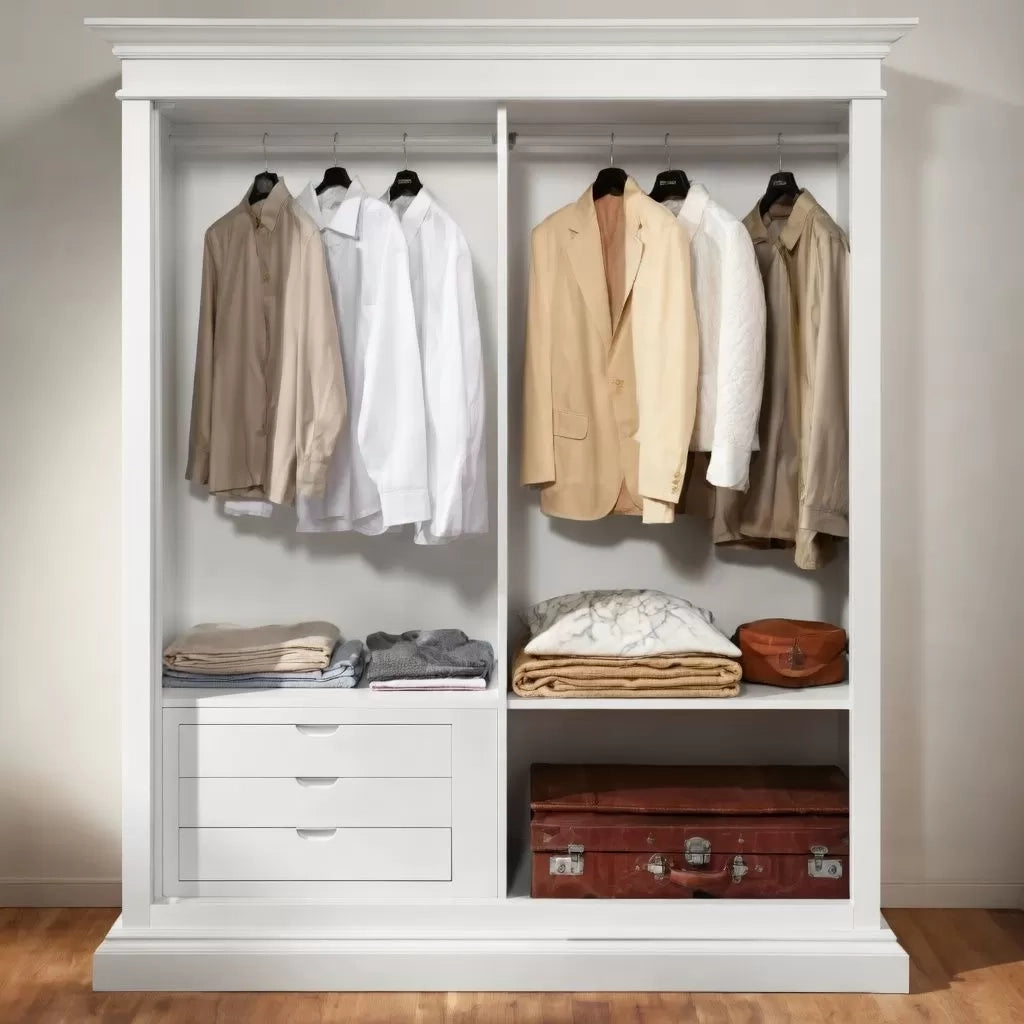 Armadio arte povera 2 ante scorrevoli legno bianco shabby 183x67x212 - Mobili 2G