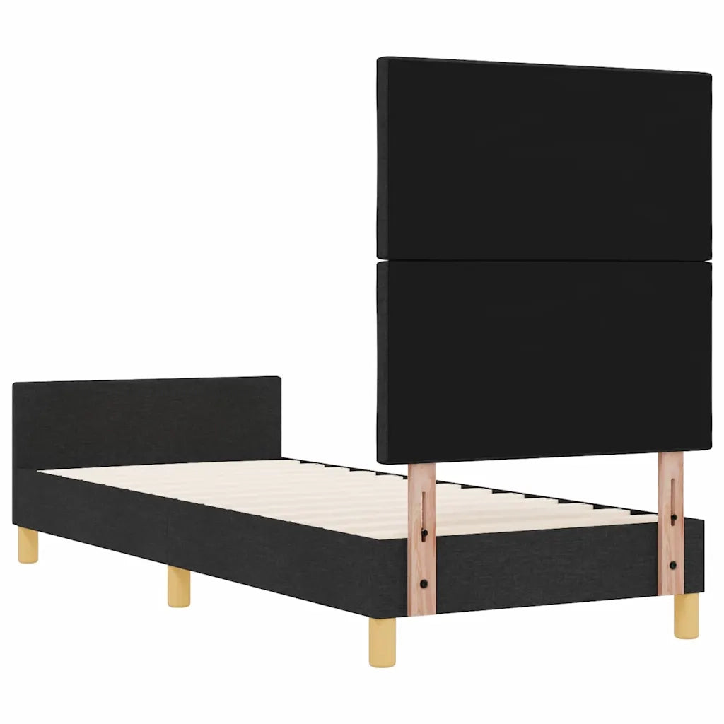 Struttura del letto con testiera-Giroletto Nero 80 x 200 cm Tessuto 230919