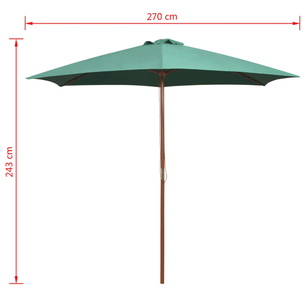 Ombrellone mobile da giardino con palo in legno 270 x 270 cm verde 02_0008141